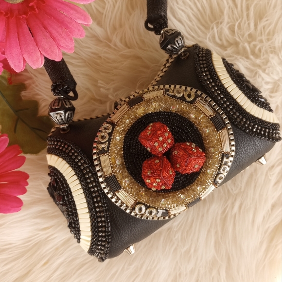 Mary Frances Beaded Las Vegas Casino and Dice Novelty Bag - Picture 1 of 16